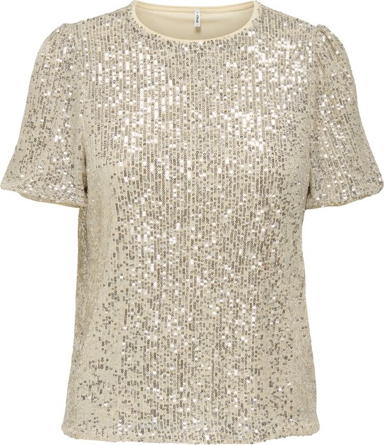 Only T-shirt Onlana S/s Loose Sequins Top Jrs 15333850 Pumice Stone/Silver Sequins Femme Taille - L