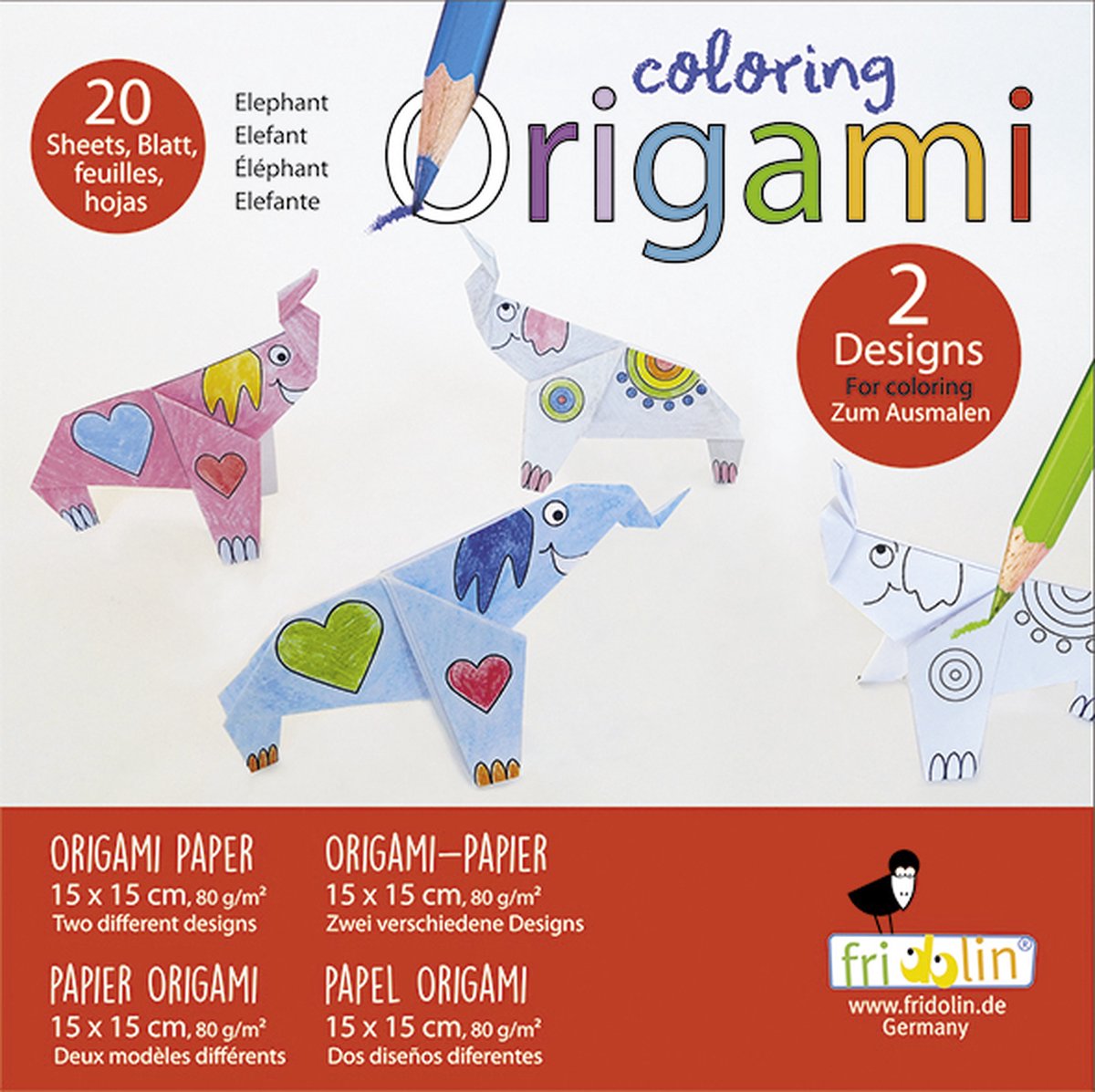 FRIDOLIN Kleurplaten Origami - Olifant.