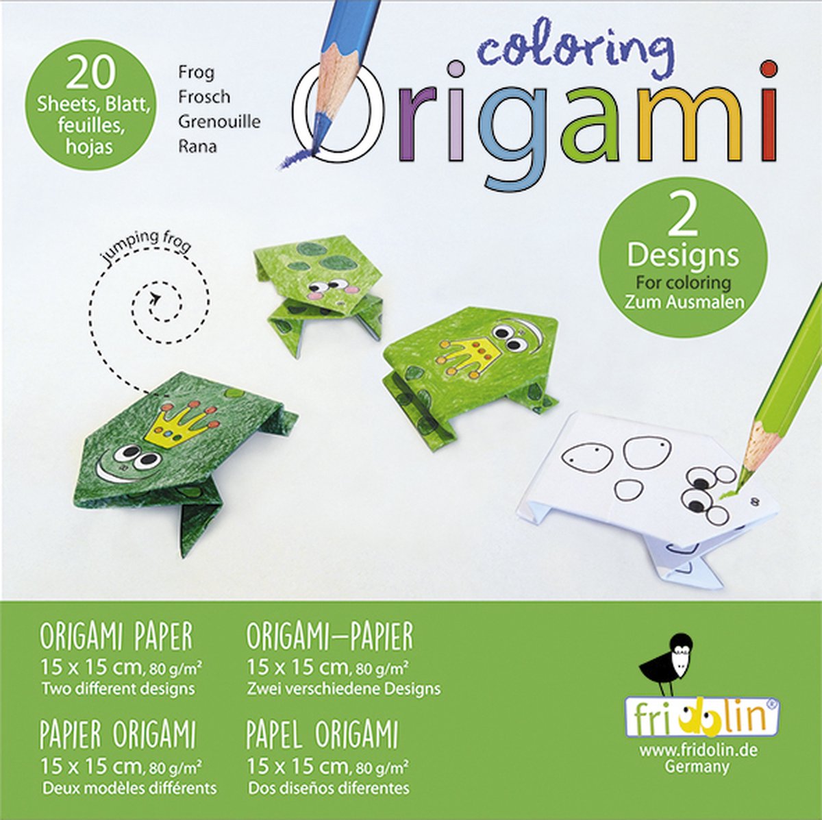 FRIDOLIN Kleurplaten Origami - Kikker.