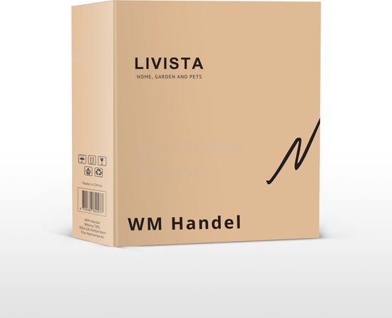 Bruine kartonnen verpakking van Livista, met het logo en de merknaam 'WM Handel'.