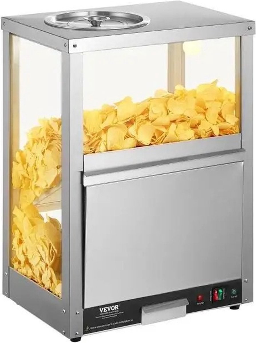 Vihes Nacho Chip Warmer - Roestvrijstaal - Voor Nacho /Popcorn /Aardappel Chips - 500 x 335 x 670 mm - 110V
