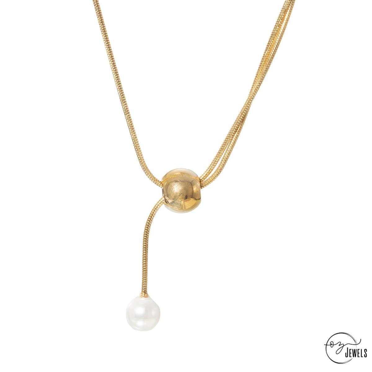 OZ Jewels – Parelketting – 18K Verguld – Elegant – Vrouwen – Verstelbare