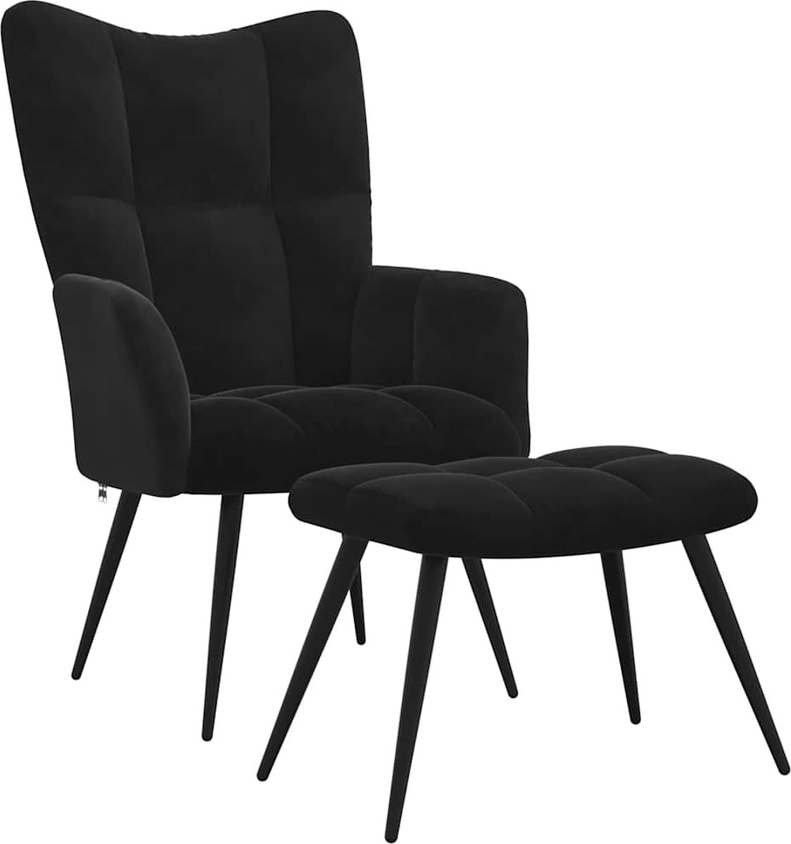 Fauteuil - Relaxzetel - Relaxstoel - Relaxfauteuil - Stoel - Met armleuning - Met voetenbank - Voor één Persoon - Zwart
