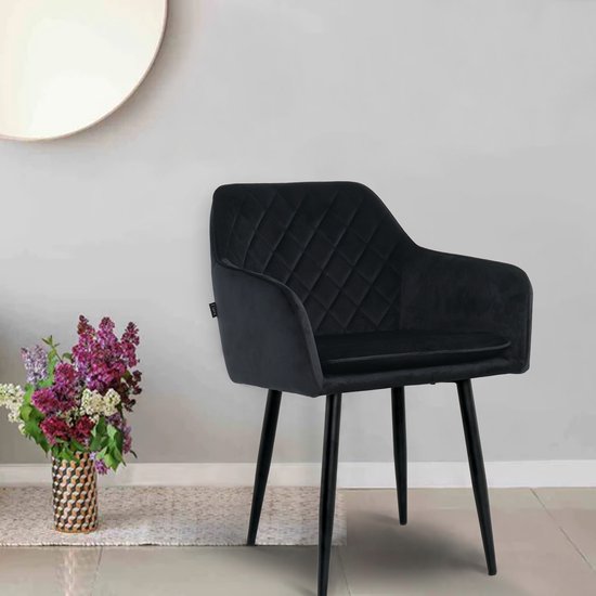 Chaises de salle à manger Lina® Noble - Zwart - Set de 4 - Velours