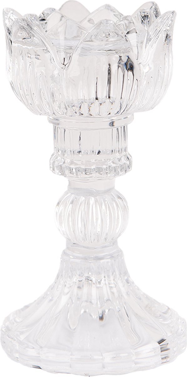 Clayre & Eef Kandelaar Ø 8x15 cm Transparant Glas