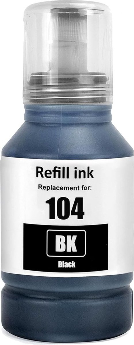 XL Inkt fles zwart geschikt voor Epson EcoTank ET-2700, ET-2720, ET-2810, ET-2814, ET-2825 & ET-4700 (T104 / 104XL)