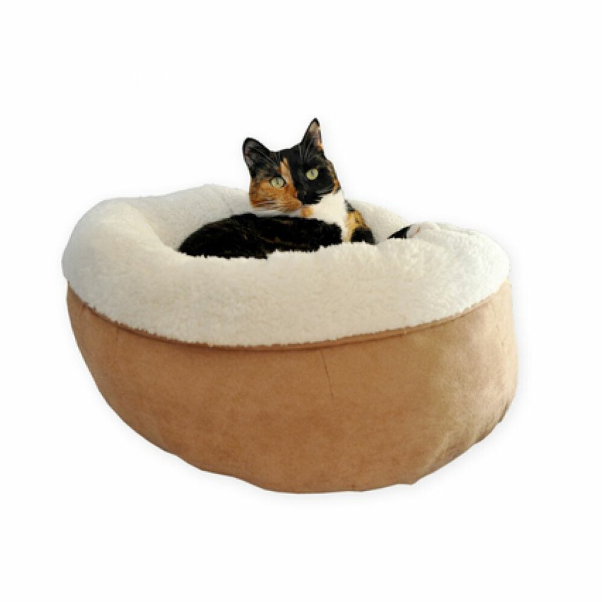 Bol.com All For Paws Donut Bed – Kattenmand – Biedt warmte en comfort voor katten of kleine honden – Ø 45cm – Beige – Wasbaar me... aanbieding
