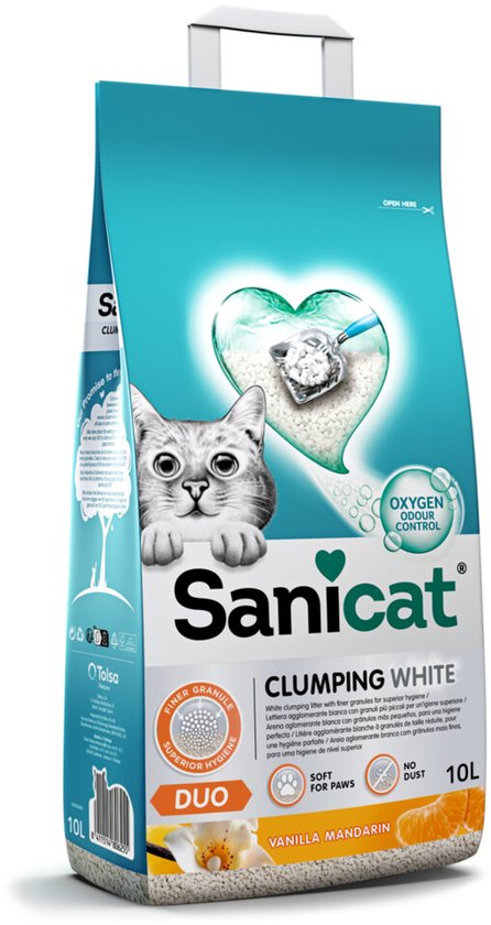 Sanicat Clumping White Duo Vanilla & Mandarin 10 liter