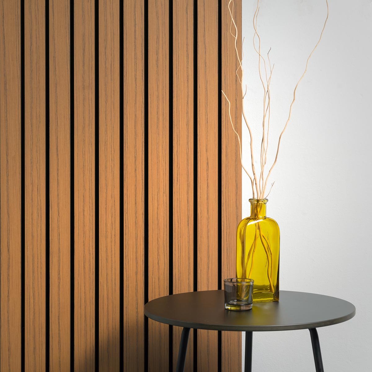 Akudeco® Akoestische wandpanelen 50-10 - Akupanel - Lattenwand - Donker eiken - Brede latten - 270 x 60cm