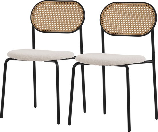 WAHSON OFFICE CHAIRS Wahson Mid Century Eetkamerstoelen, set van 4 linnen stof, keuken