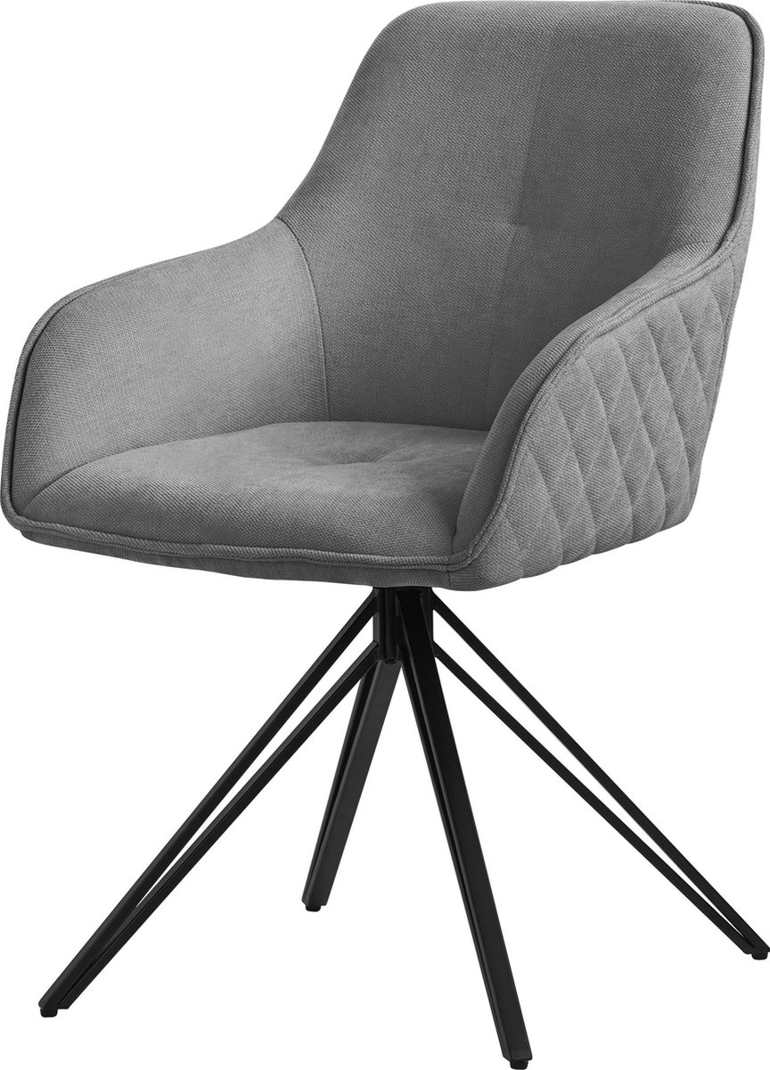 ml-design eetkamerstoel draaibaar van textiel geweven stof grijs woonkamerstoel met armleuning en rugleuning 360° draaibare stoel gestoffeerde stoel met metalen poten keukenstoel loungestoel