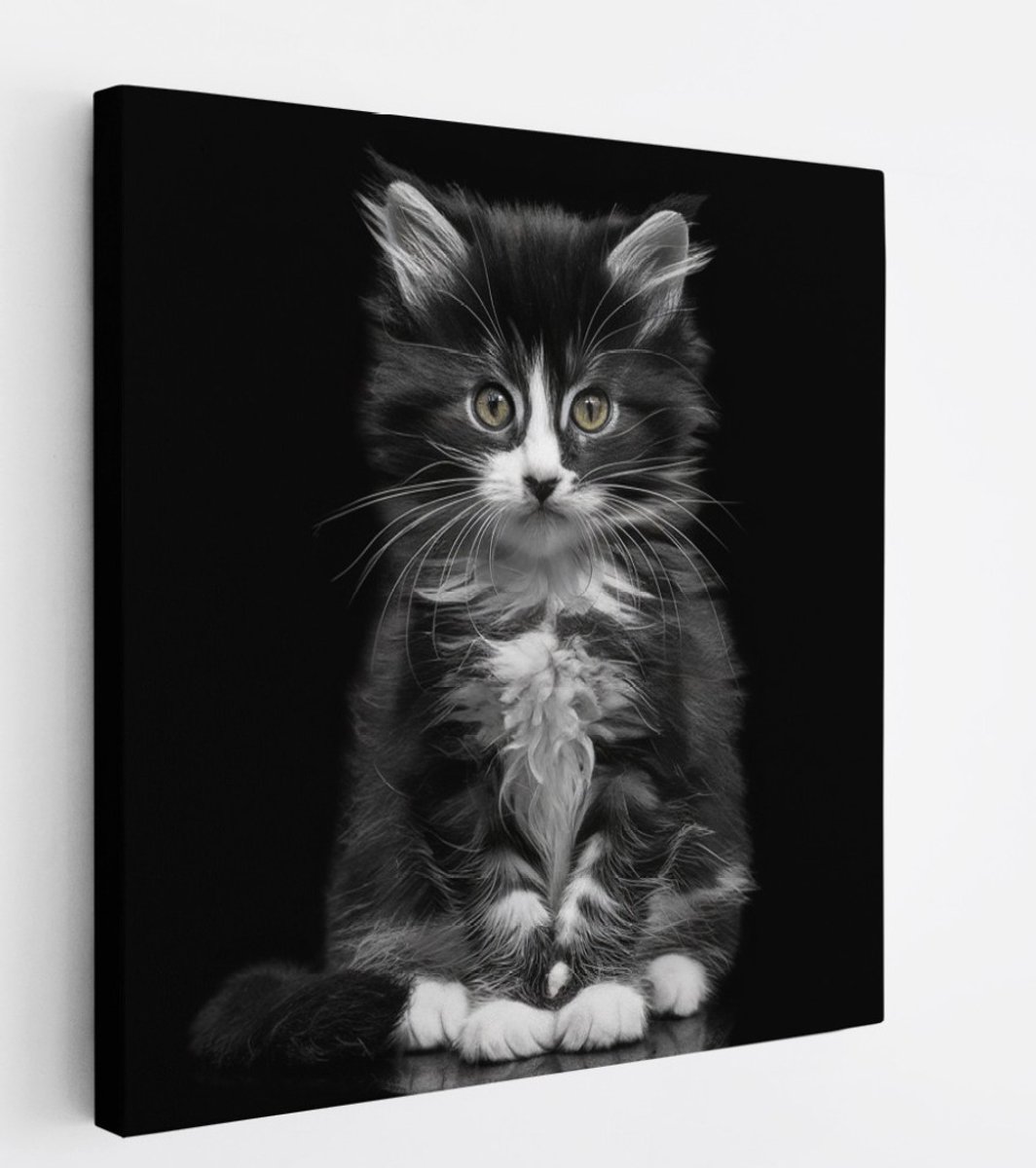 Saammp Canvas Schilderij - Kat - Portret - Dieren - 40x40 - Foto op canvas - Wanddecoratie - Muurdecoratie Woonkamer - Slaapkamer decoratie - Canvas Print Multicolor