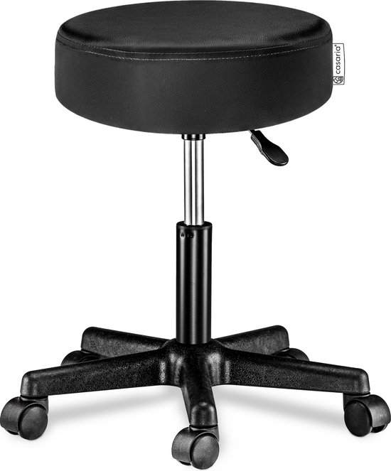 Casaria Verstelbare Draaikruk - 46/60cm Zithoogte – 1 Stuks Zwart