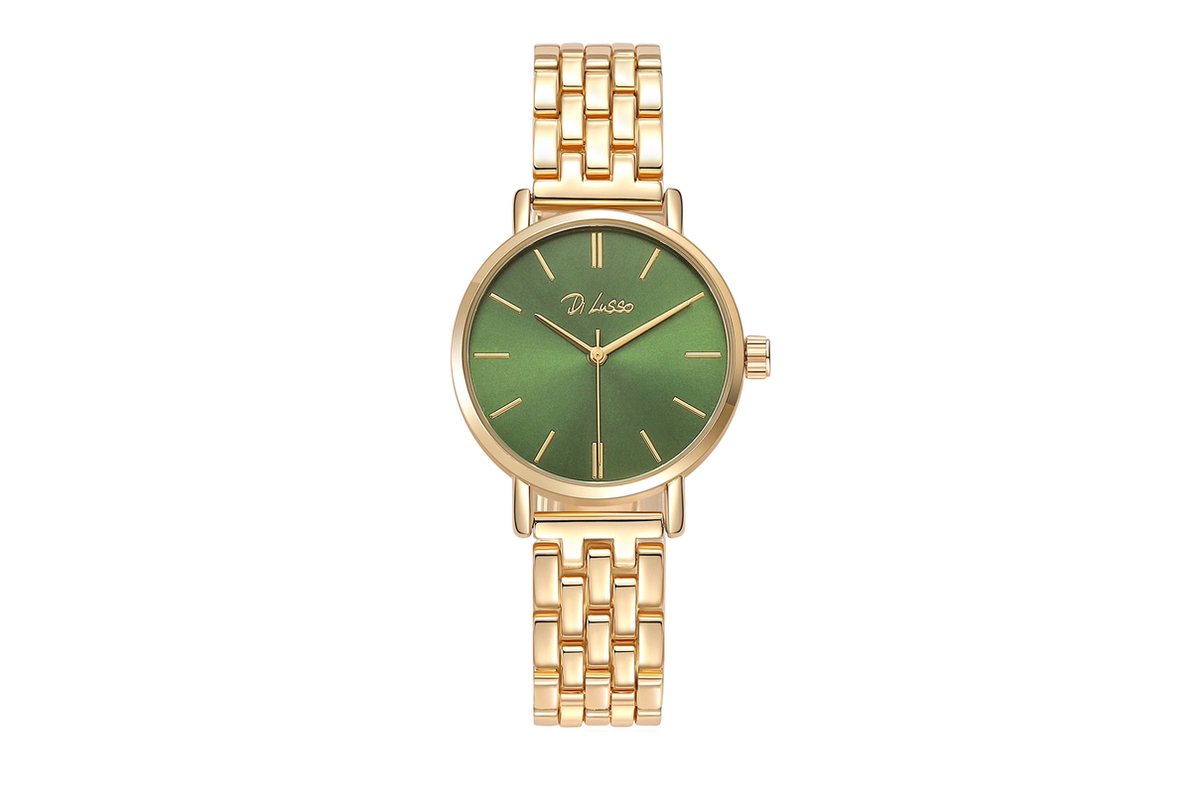 Di Lusso horloge Kaci goudkleurig met groene wijzerplaat