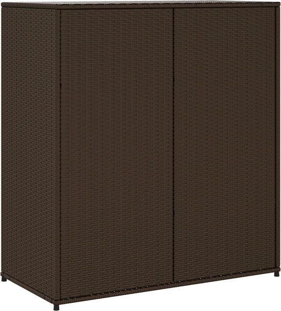 Abri de jardin The Living Store 105x55x113 cm en résine tressée marron - Armoire de rangement de jardin - Abri extérieur - Armoire de rangement extérieure - Coffre de jardin - Armoire en rotin