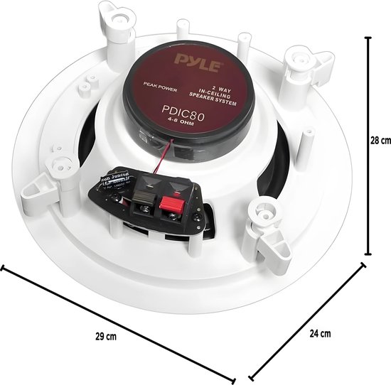 Pyle Luidsprekers- 300 Watt Plafondluidsprekers- Wandluidsprekers – Set van 2 Speakers- Inbouwluidsprekers voor Thuis 2-Weg Midbass Woofer Luidsprekers — afbeelding 5