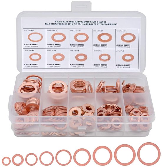 Allecto plus - Joints d'étanchéité en cuivre 200 pièces pour voiture moto - rondelles plates vis éléments de connexion
