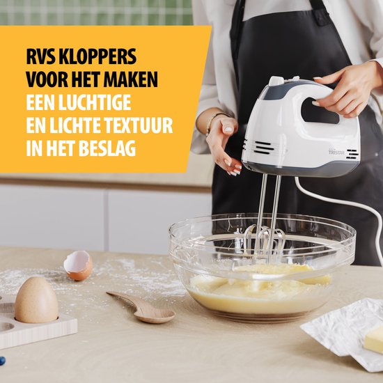 Tristar MX-4203 - Handmixer 200W - 5 snelheden - RVS kloppers en deeghaken - Wit van Tristar — afbeelding 5