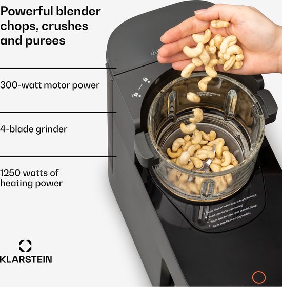 Klarstein Marcia Notenmelkmaker Milkshake Maker Blender - Voor 300 - 1200 ml - 360° Verwarmingstechniek - Zelfreinigend - Touch Bediening - Verlichte Toetsen - Afneembaar Waterreservoir - Grijs van Klarstein — afbeelding 5