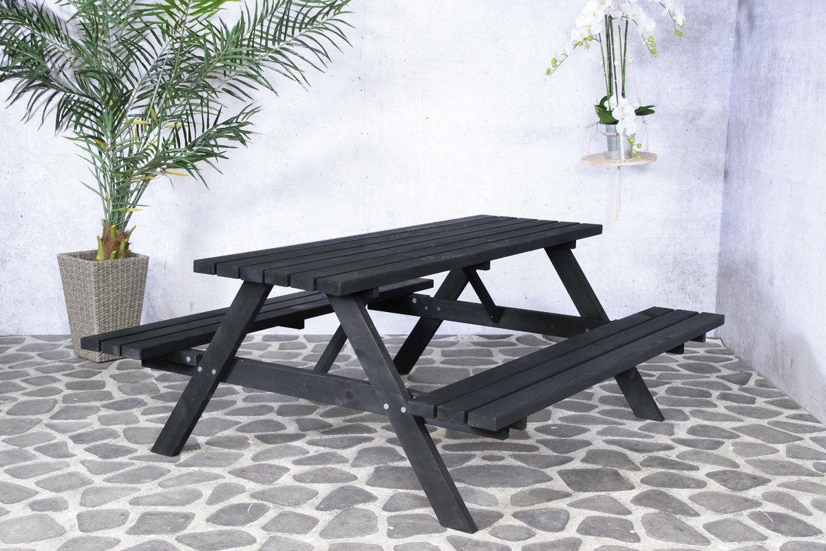 Sens-Line Julia picknicktafel - picknickbank - Grenenhout - Zwart