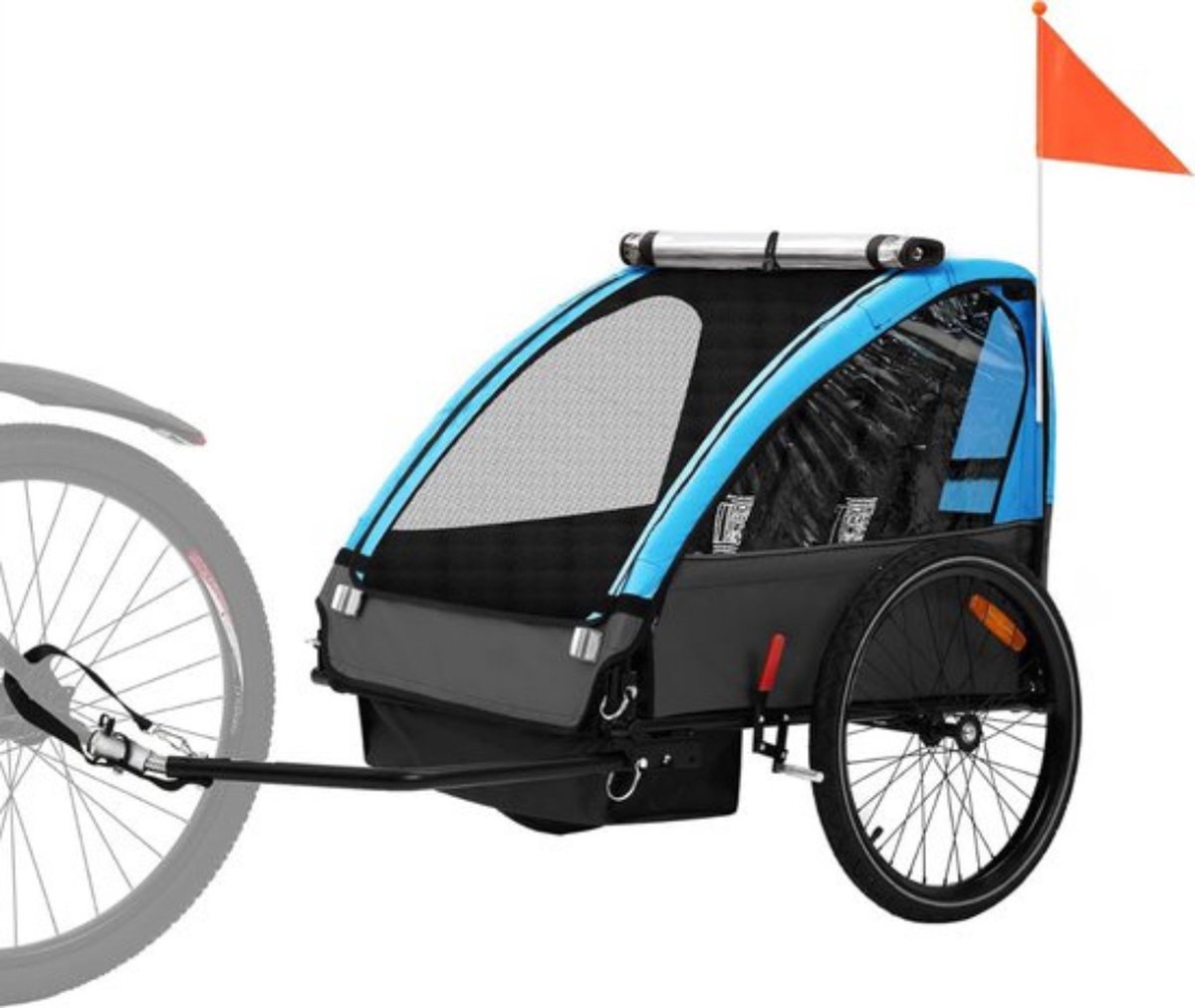 Luxe Fietskar – Voor Kinderen – Kinderfietskar – Kinderbuggy – Kinder Buggy – Extra Safe – Blauw/Zwart