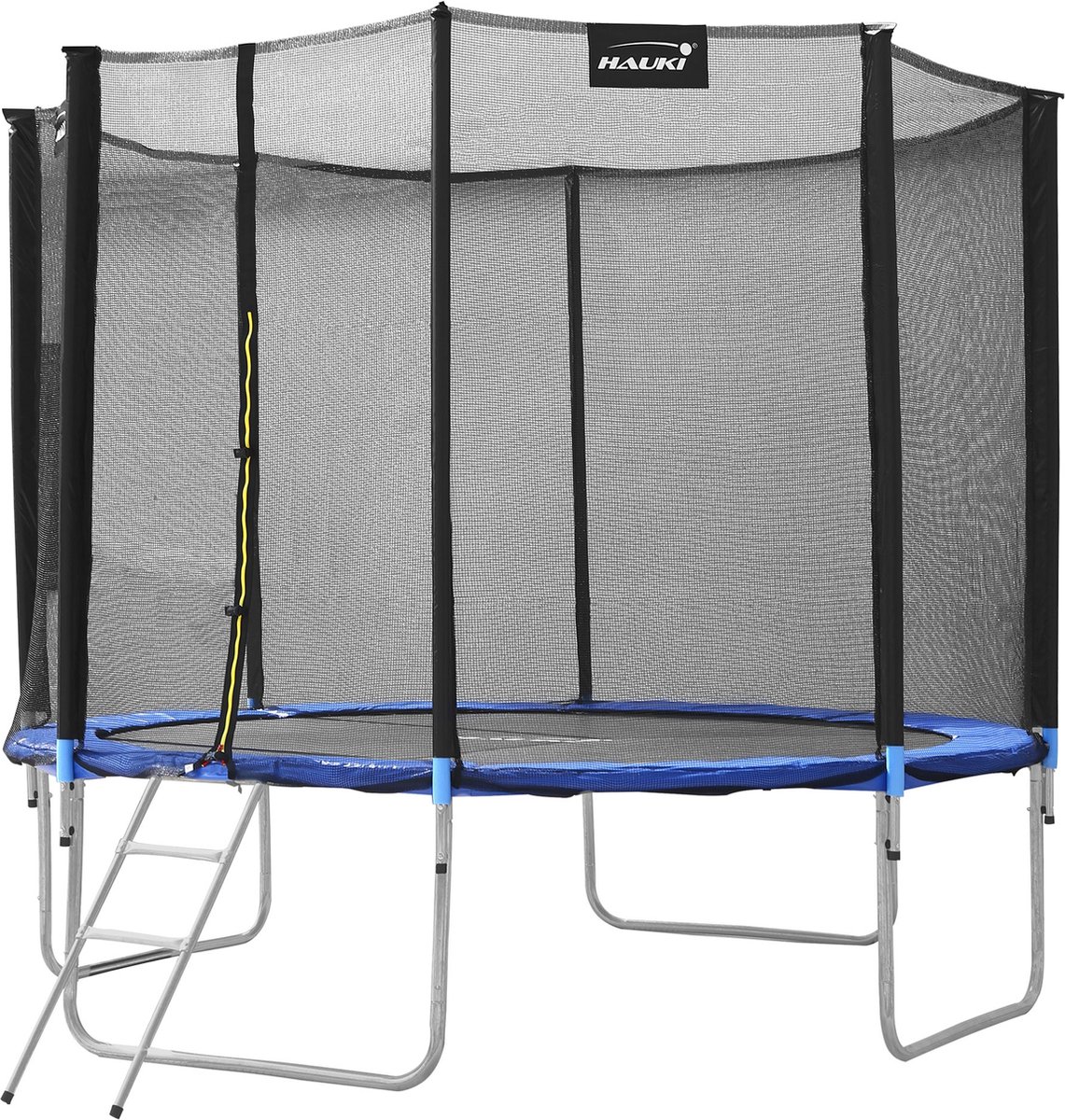 Hauki buitentrampoline, Ø366 cm, blauw, GS getest, ronde tuintrampoline voor kinderen tot 150 kg