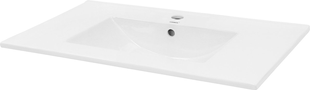 Rechthoekige wastafel met overloop 810x465x175 mm wit keramiek LuxeBath