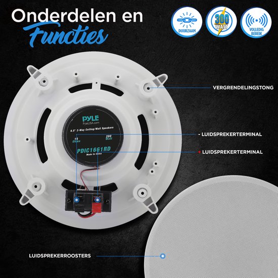 Pyle Luidsprekers- Plafondluidspreker –Wandluidspreker- Plafondspeakers- Inbouwluidsprekers voor Thuis - 2-Weg Thuisluidsprekersysteem – Speakers voor in het Plafond - 200 Watt — afbeelding 3