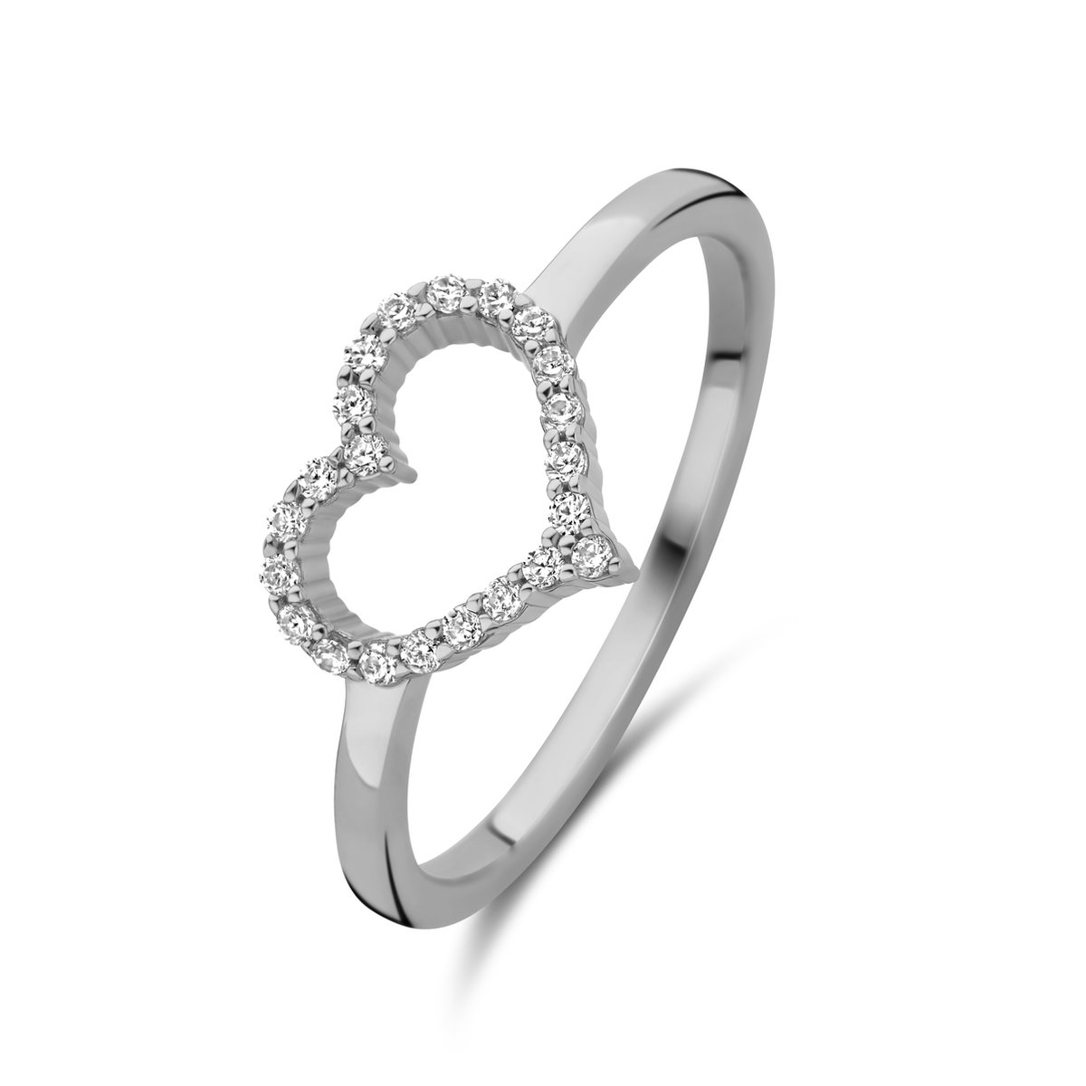 New Bling - 9NB-1444-56 - zilveren ring met zirkonia hartje - 925 sterling silver - rhodium plated