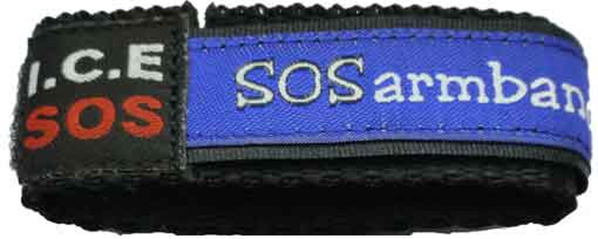 ICE SOS armband blauw MEDIUM (9 tm 12 jaar)
