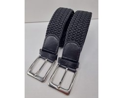 2 pack deal - XXL extra lang 130 cm - Elastische riem - gevlochten broekriem - dames en heren riemen - kleur Zwart 130 cm -