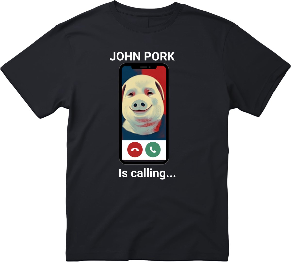 John Pork Is Calling T-shirt - Heren Dames Uniseks - cadeau - Grappige T-shirt’s - Origineel Cadeau - John Pork - Zwart - Funny - Grappig - Maat M
