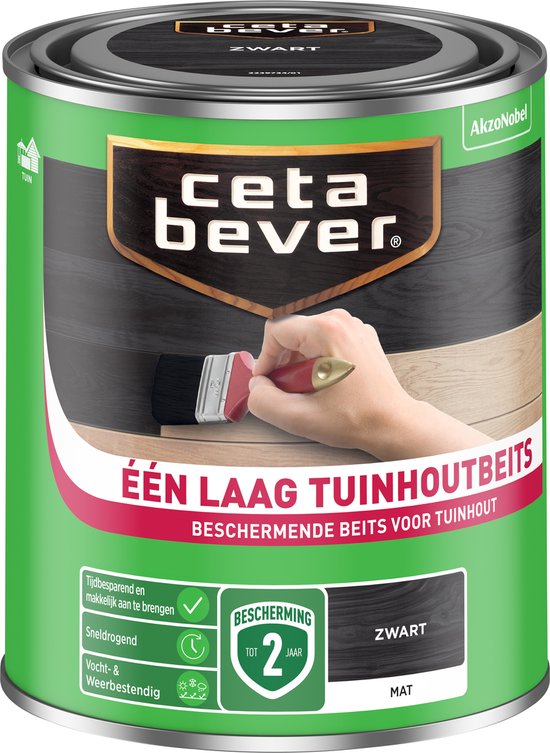 Cetabever - Een Laag Tuinhoutbeits - Zwart - 750 ML
