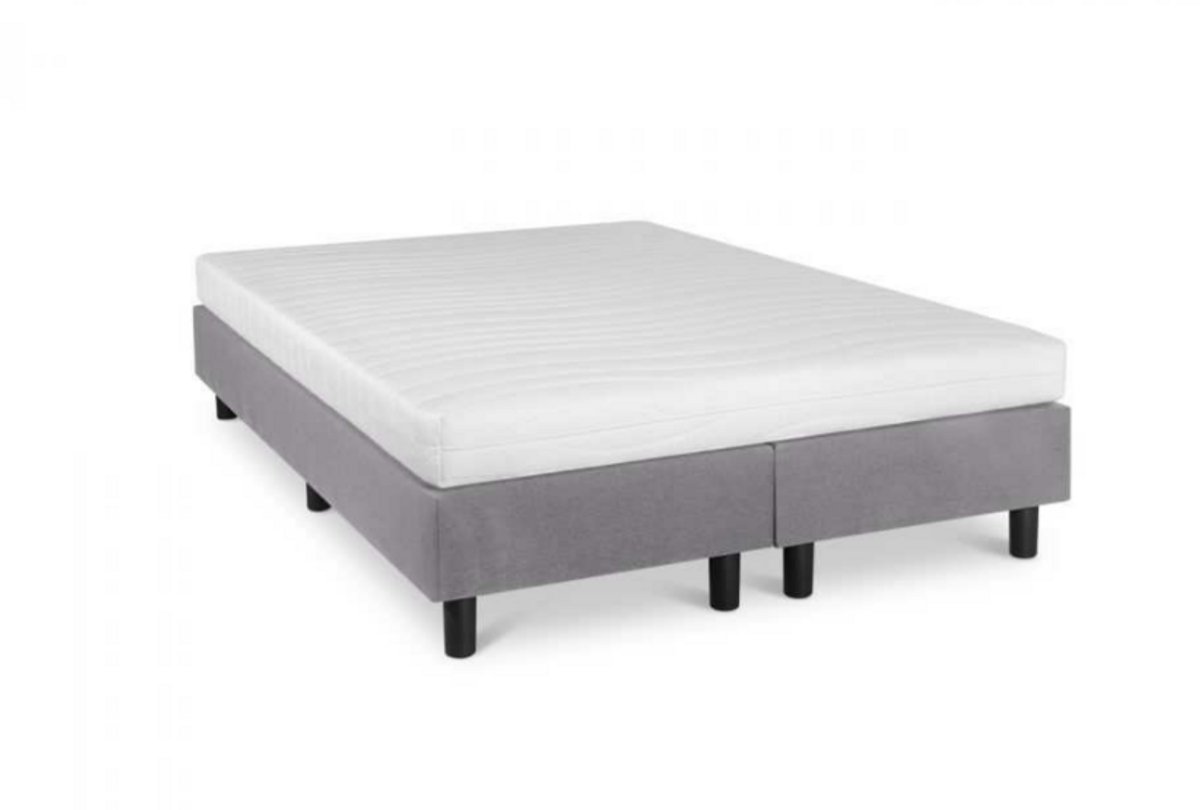 Nessa® 120x200 Boxspring Studio Luxe HR45 Koudschuim matras Grijs - Inclusief Orthopedisch Koudschuim Matras
