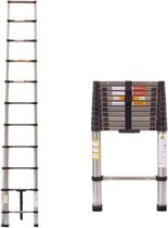 Bol.com Telescopische Ladder Zero - 320CM - Roestvrijstalen Vouwladder - Draagbare Uitschuifbare Loft Ladder - Max. Belasting 15... aanbieding