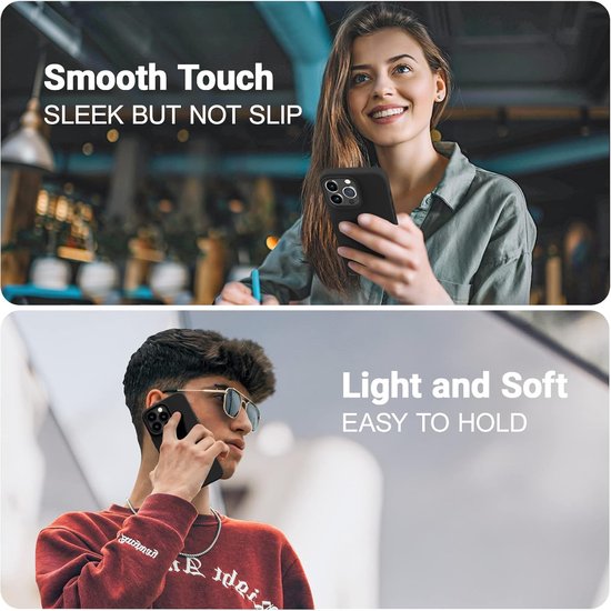 Coque Solid en silicone liquide souple au toucher et caoutchouc TPU Flexible + protection d'écran - Objectif de l'appareil photo - Compatible avec : iPhone 16 Pro - Vert nuit