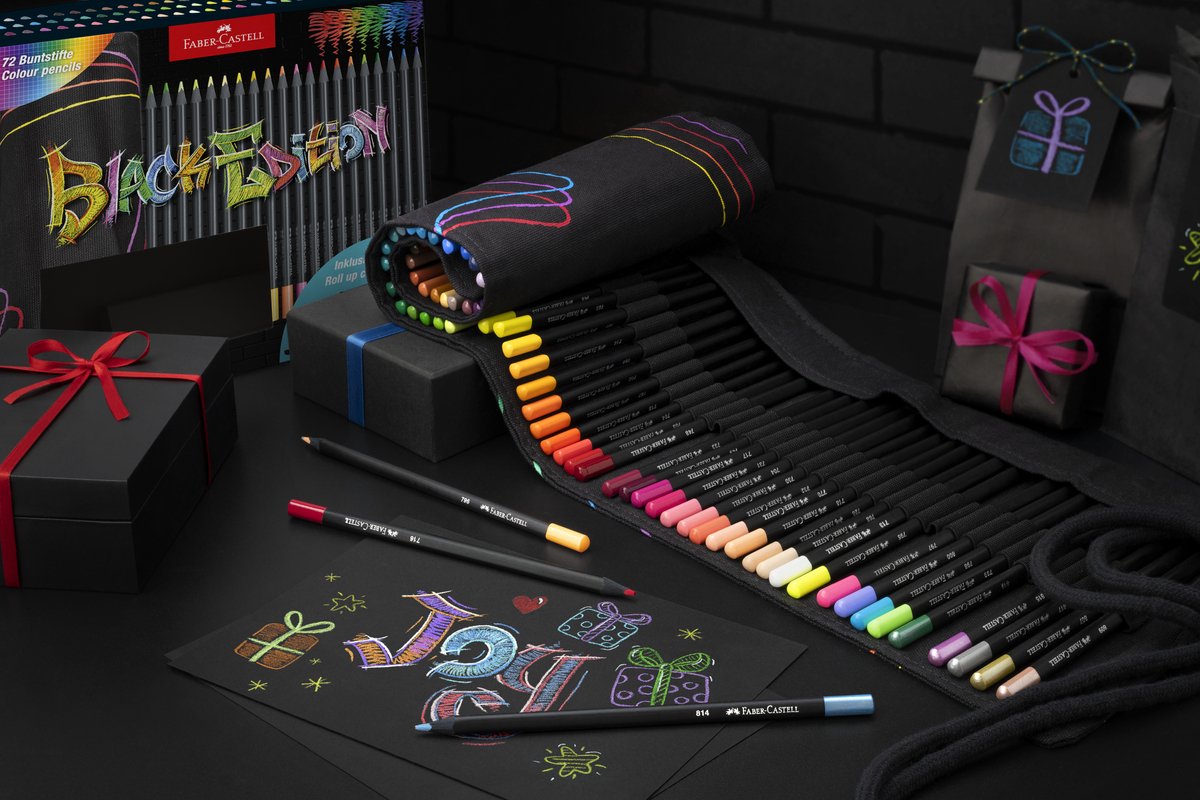 Faber-Castell kleurpotlood Black Edition - 72 stuks in roletui - zwart - FC-116418 — cadeau in Hobby - foto 6