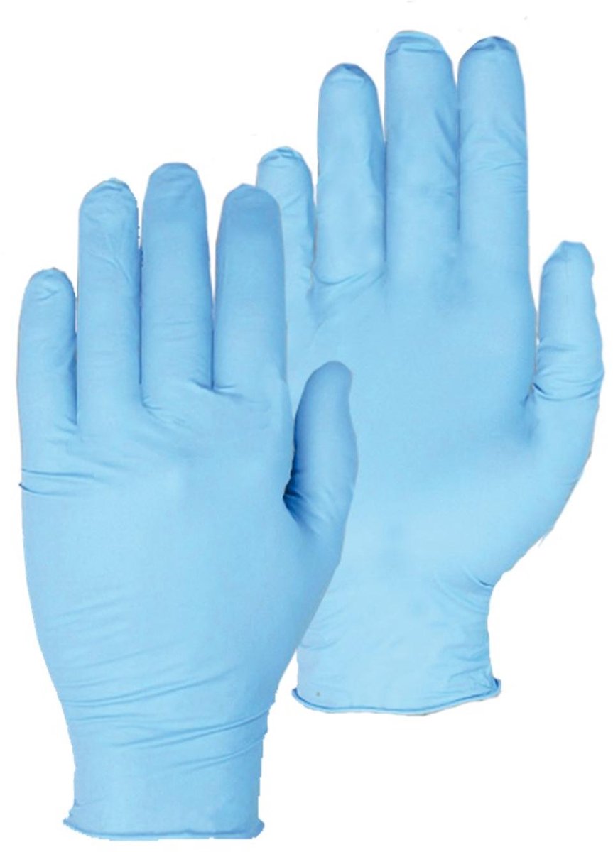10x 100 stuks - Werkhandschoenen PSP 50-220 Allround Single Use Nitrile - poedervrij - blauw (per 10 dispenserboxen van 100 stuks) - maat 08 / M