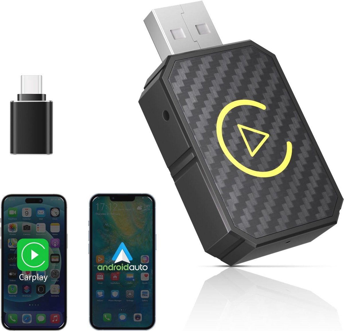 Draadloze CarPlay en Android Auto Adapter – 2-in-1 Mini Stick voor Gemakkelijke Installatie en Universele Compatibiliteit
