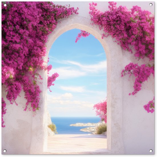 Gards Tuinposter Retriever Hond tussen de Lavendel Bloemen - 100x100 cm - Tuindoek