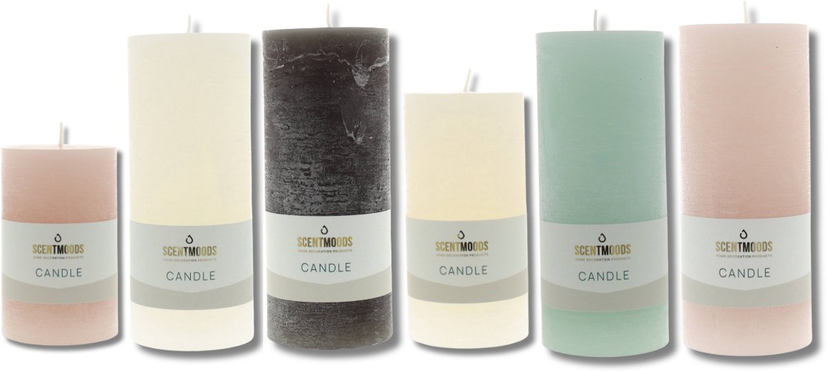 Scentmoods Rustieke Kaars Set Snowy Essence – Witte Stompkaars en Dinerkaars voor een Winterse Sfeer