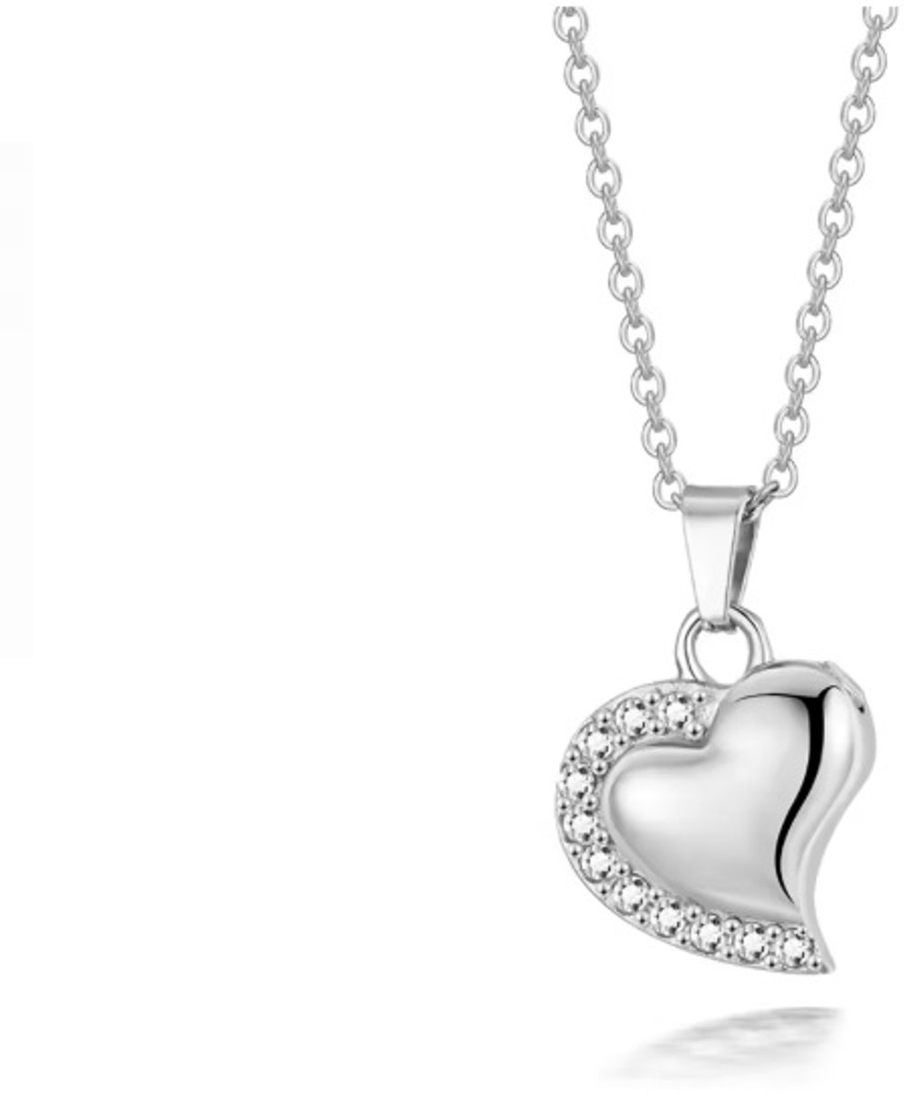 Ashanger zilver hart - Ashanger Zirkonia - Luxe Luxe Ashanger met ketting en vulsetje - He