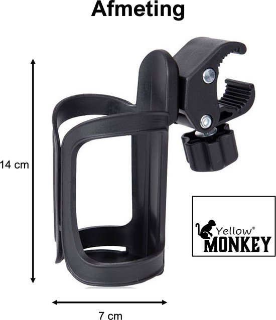 Yellow Monkey - Universele Kinderwagen PET fles en bekerhouder - drinkfles houder - 360 graden draaibaar - Eenvoudig te Monteren - drinkwater - bekerhouder - eenvoudige montage - fiets - mountainbikes - buggy - rolstoel van Yellow Monkey — afbeelding 4