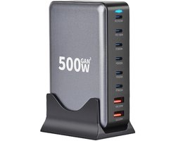 500W USB C Snellader - 8 Poorts - Desktop Oplader - 100W PD Fast Charging - Geschikt voor iPhone, iPad, Samsung, Laptop en Tablet - Staza