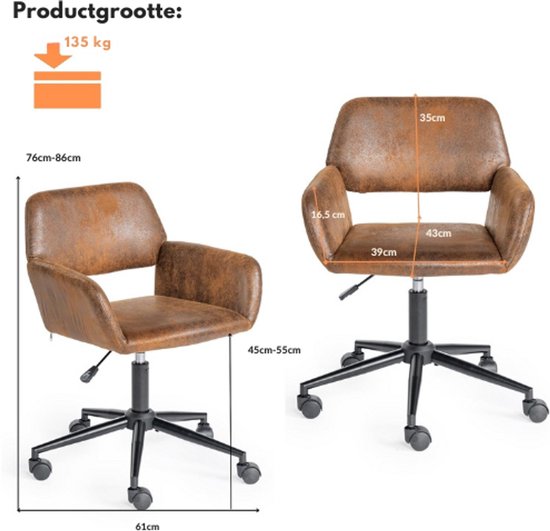 Retro - Bruin - Hoog - Bureaustoelen kopen? | Korting tot 20
