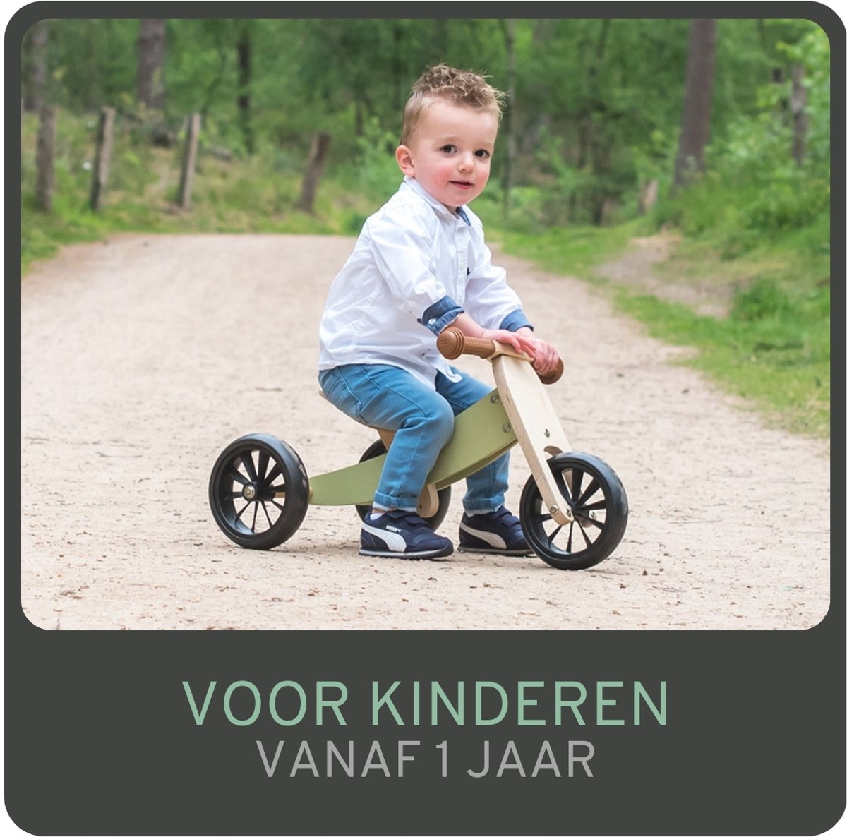 Bandits & Angels Smart Bike Loopfiets Hout 4-in-1 Retro Groen vanaf 1 jaar - Voor Jongens en Meisjes - Houten Loop Fiets - Omkeerbaar in Driewieler en Tweewieler - Verstelbaar Zadel — afbeelding 5