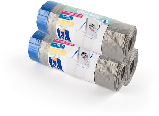 Sacs à langer 'Nuvola' - Sacs à langer - Avec cordon de serrage - Blauw - 150 sacs - 50 x 45 cm - 10 litres