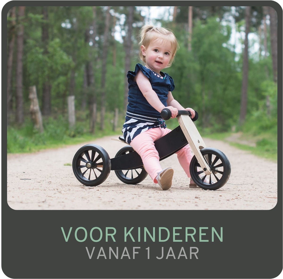 Bandits & Angels Smart Bike Loopfiets Hout 4-in-1 Zwart vanaf 1 jaar - Voor Jongens en Meisjes - Houten Loop Fiets - Omkeerbaar in Driewieler en Tweewieler - Verstelbaar Zadel — afbeelding 3