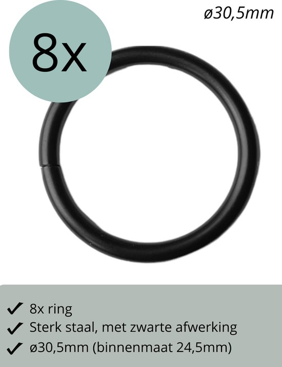 Ganzoo O-ring metaal rond zwart 5 stuks, 38 mm binnendiameter staalring van legstaal, roestvrij en puntgelast, voor hondenriem halsband, paracord 550, handtas en creatieve diy projecten