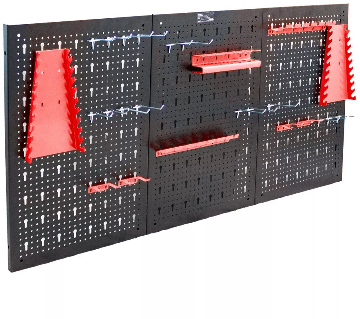 Gereedschapsbord 3 delig incl. wandbevestiging - zwart/rood